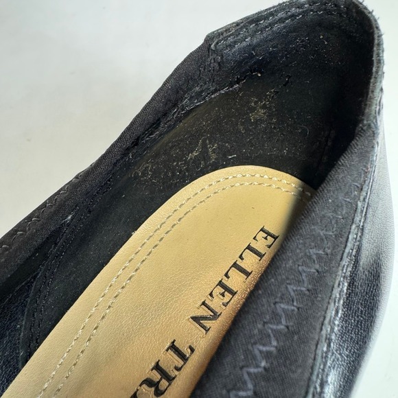 Ellen Tracy SZ 6.5 Black Leather Heels with Bow - Corporate Goth Classic Witchy - Picture 9 of 9